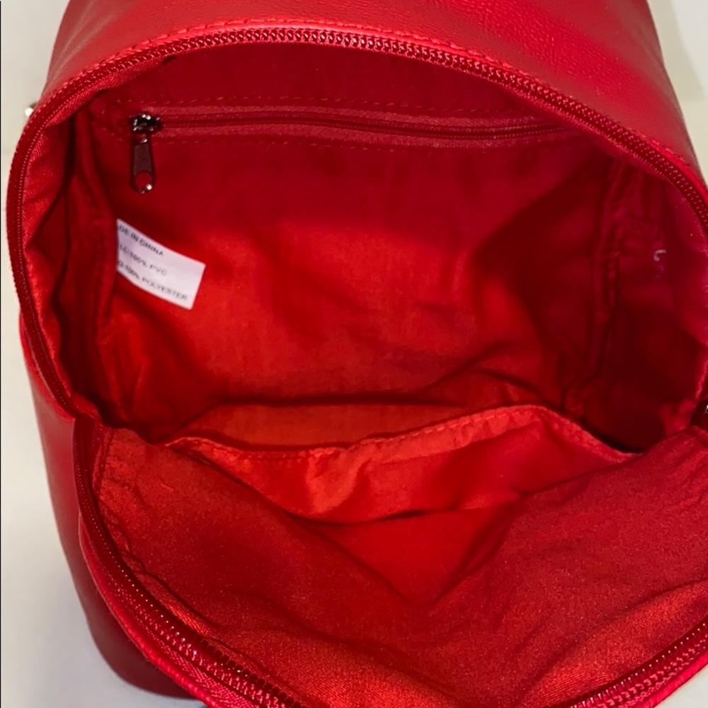 🎒 Red Vegan Leather Mini Backpack 🎒 - Picture 5 of 6